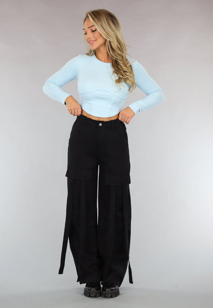 SALESELECTIE Top met Korset Design Lichtblauw