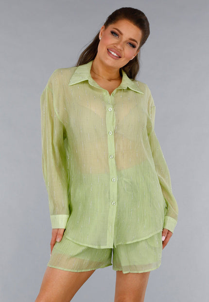 SALESELECTIE Tweedelige Groene Set met Blouse en Short