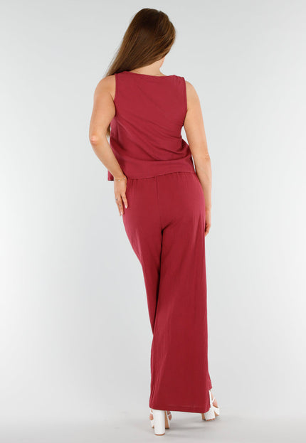 SALESELECTIE Wijnrode Linnenlook 2-Piece met Strik