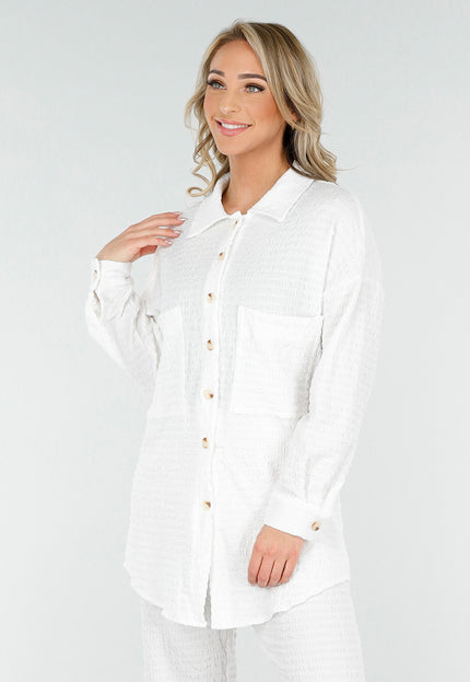 SALESELECTIE Witte Crinkle Set met Rechte Broek
