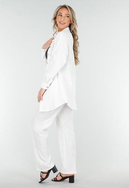 SALESELECTIE Witte Crinkle Set met Rechte Broek