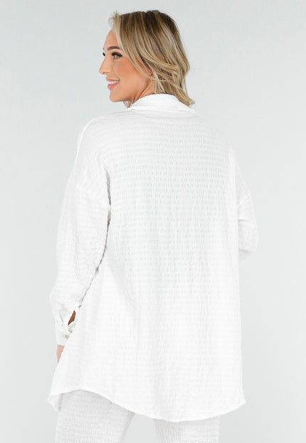 SALESELECTIE Witte Crinkle Set met Rechte Broek