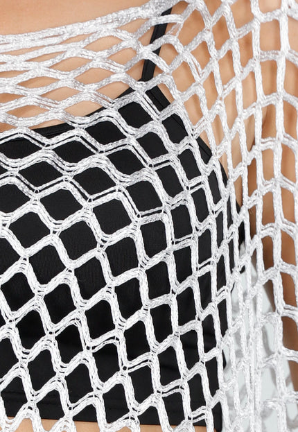 SALESELECTIE Witte Fishnet Festival Top