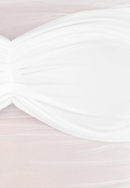 SALESELECTIE Witte Off-Shoulder Mesh Top