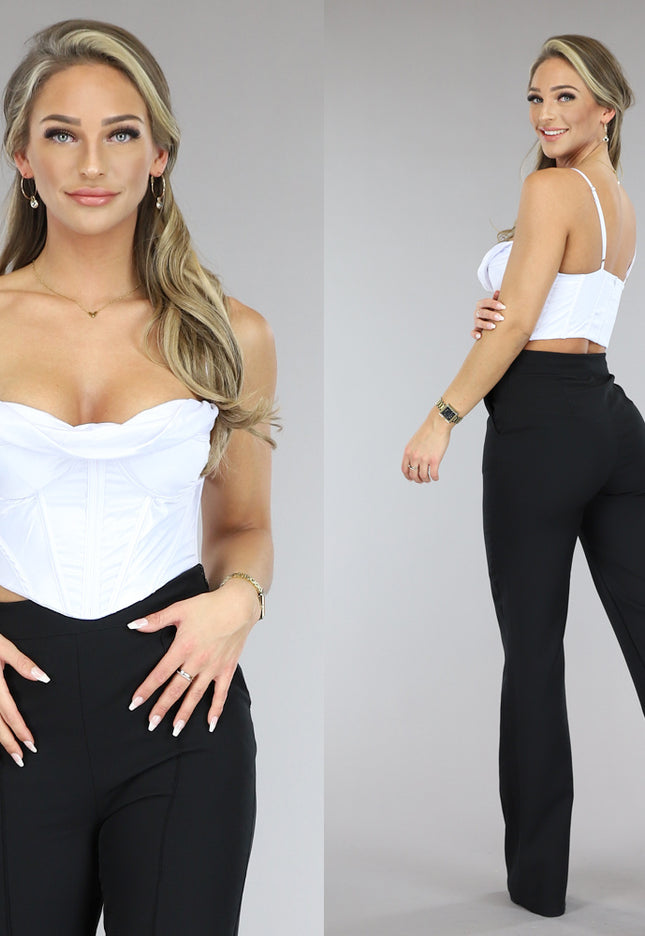 SALESELECTIE Witte Satin Korset Top
