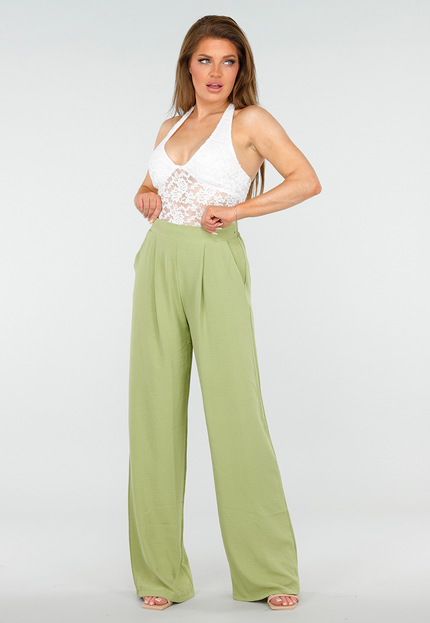 SALESELECTIE Witte Stretch Haltertop van Kant