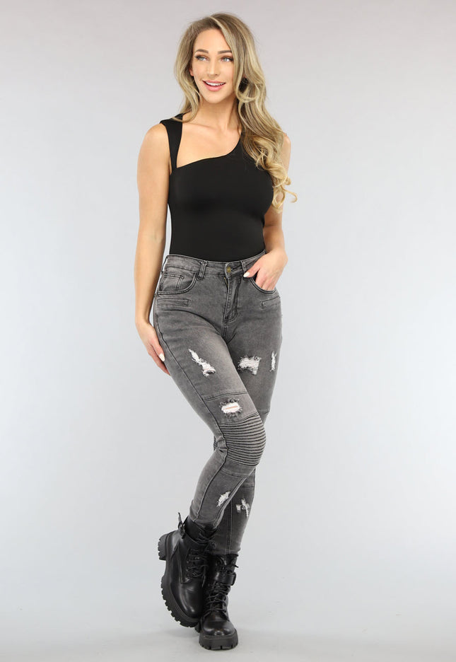 SALESELECTIE Zwarte Asymmetrische Mouwloze Top