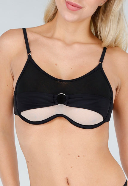 SALESELECTIE Zwarte Bikini Top met Mesh