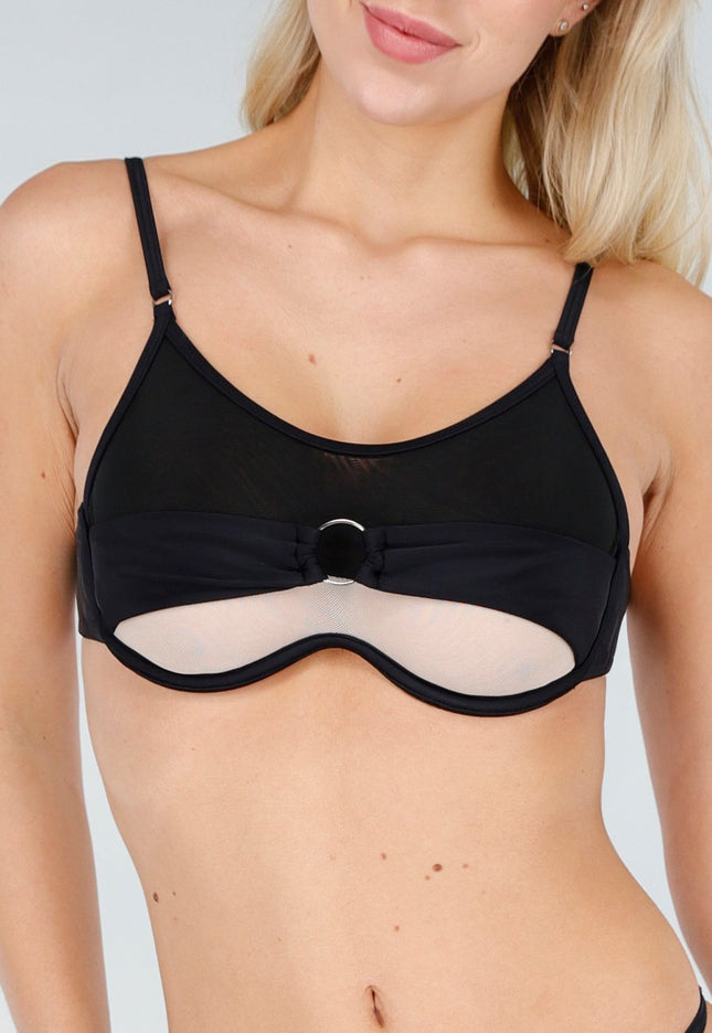 SALESELECTIE Zwarte Bikini Top met Mesh