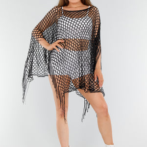 SALESELECTIE Zwarte Fishnet Festival Top