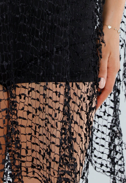 SALESELECTIE Zwarte Fishnet Poncho