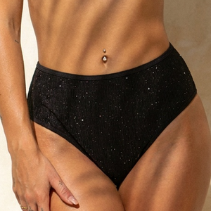 SALESELECTIE Zwarte Glitter High Waist Bikinislip