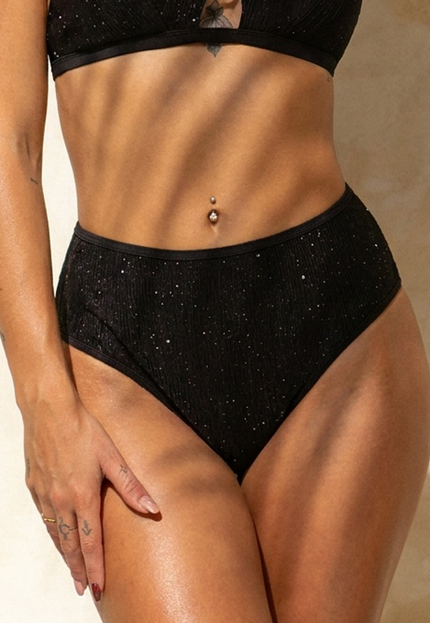 SALESELECTIE Zwarte Glitter High Waist Bikinislip