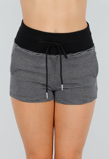 SALESELECTIE Zwarte High Waist Short met Strepen