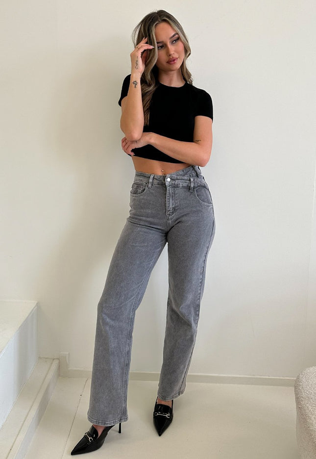 SALESELECTIE Zwarte Stretch Croptop met Korte Mouwen