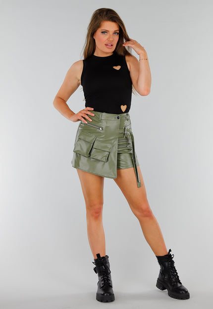SALESELECTIE Zwarte Stretch Tanktop met Cut Outs