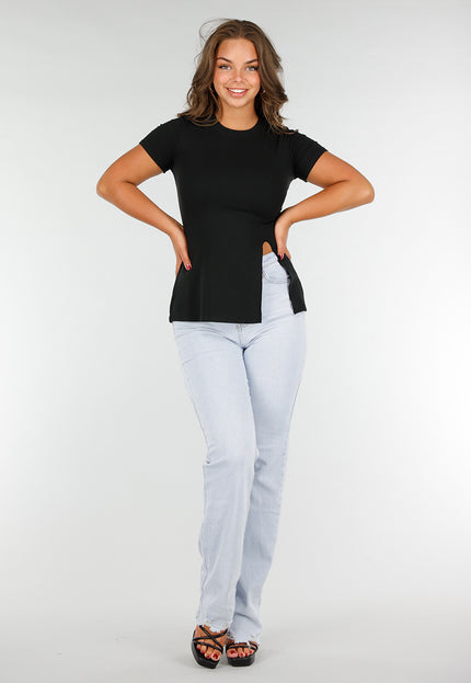 SALESELECTIE Zwarte Stretch Top met Aansluitende Pasvorm