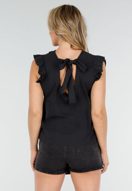 SALESELECTIE Zwarte Top met Volants en Strik