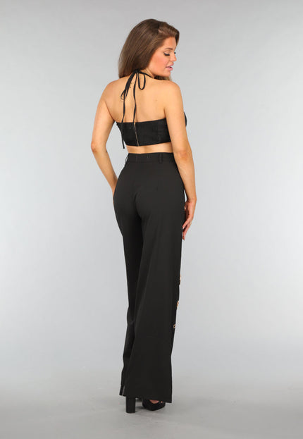 SALESELECTIE Zwarte Two Piece met Gouden Ring Details