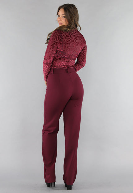 OP=OP.47.NL See Through Burgundy Top met Velvet Print