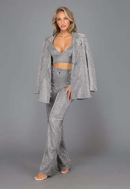 OP=OP.38.R Shiny Zilveren Triangel Crop Top