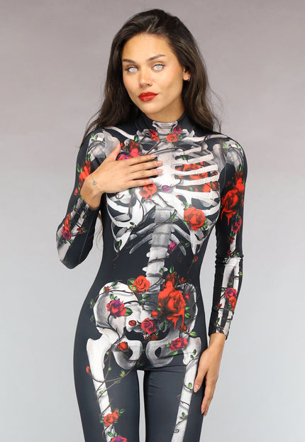 Skelet Jumpsuit met Rozen