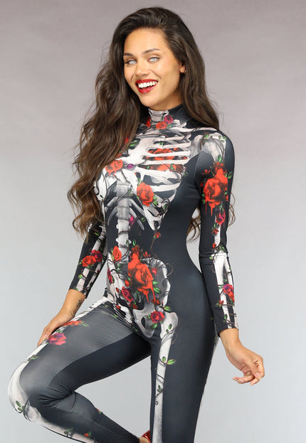 Skelet Jumpsuit met Rozen