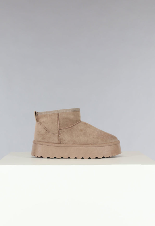 Snowboots Laag Khaki met Dikke Zool