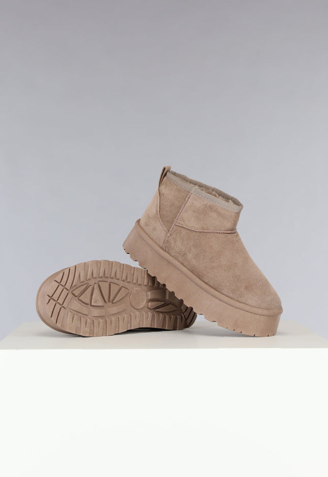 Snowboots Laag Khaki met Dikke Zool