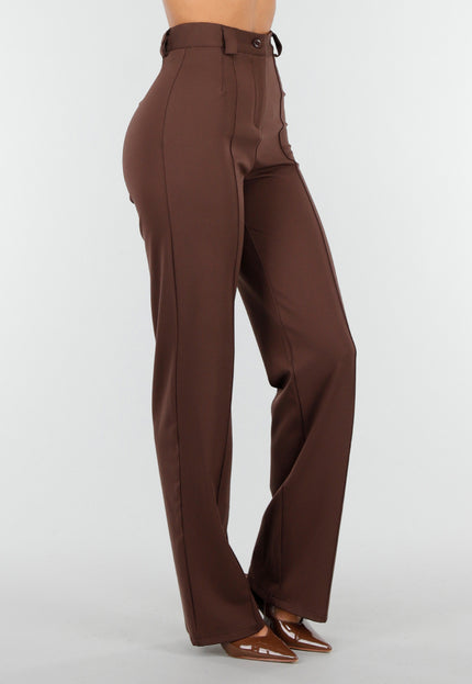 Straight Leg Bruine Pantalon
