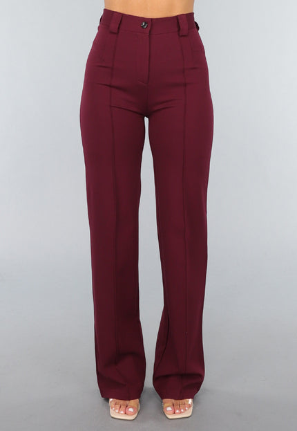 Straight Leg Burgundy Pantalon