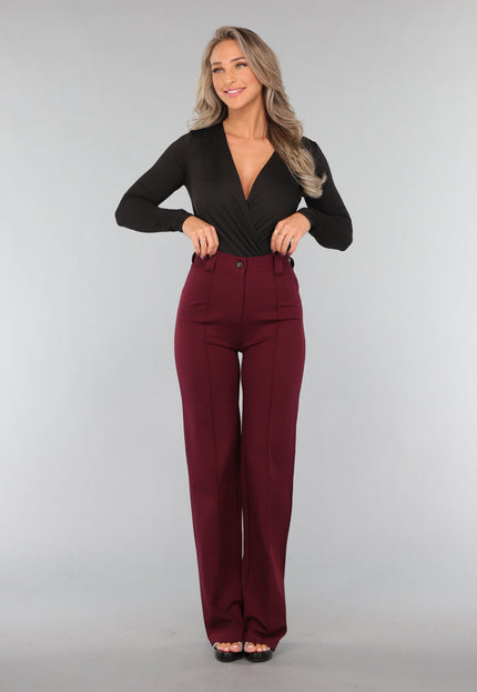 Straight Leg Burgundy Pantalon
