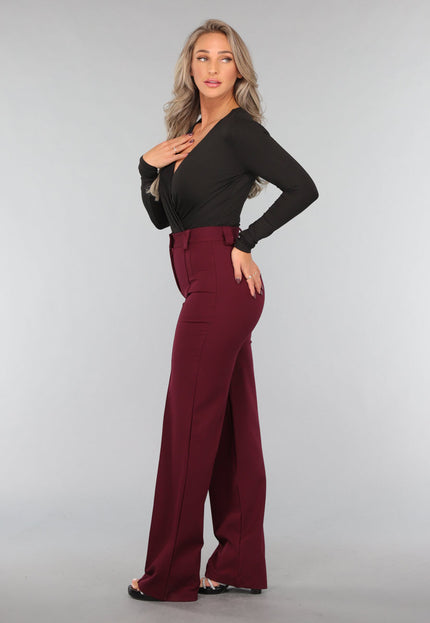 Straight Leg Burgundy Pantalon