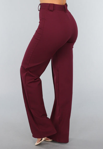 Straight Leg Burgundy Pantalon