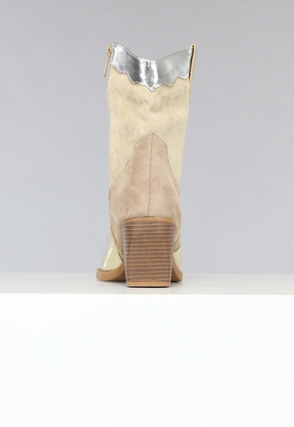 OP=OP.39.S Suèdelook Laarsjes met Gouden en Zilveren Details