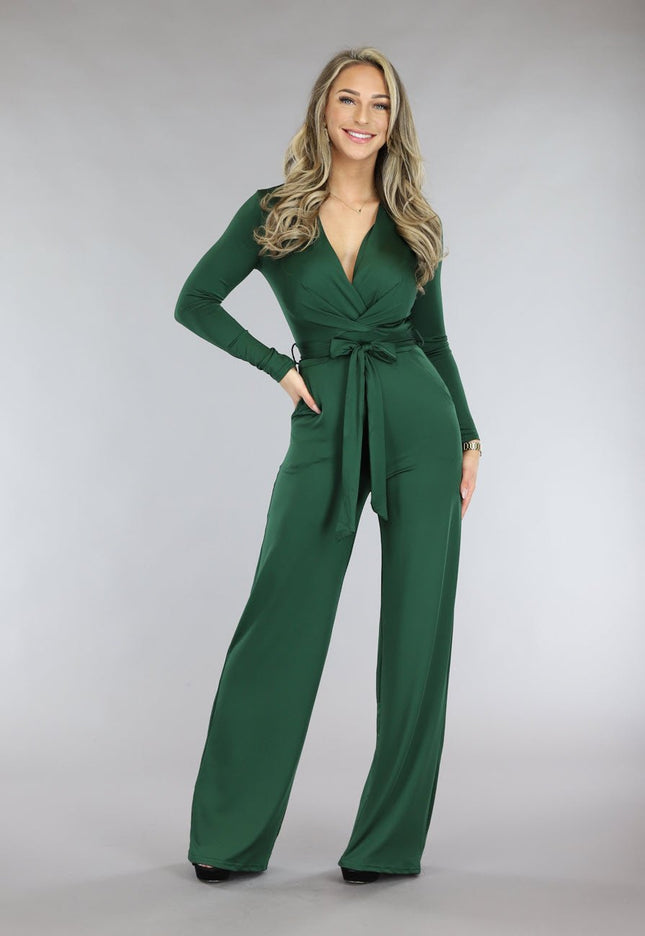 Groene Jumpsuit met Wijde Pijpen
