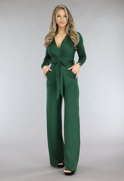Groene Jumpsuit met Wijde Pijpen