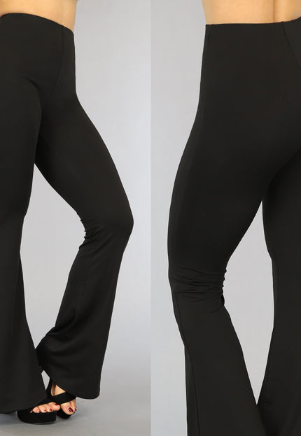 Tall Zwarte Elastische Flared Broek met Wijde Pijpen