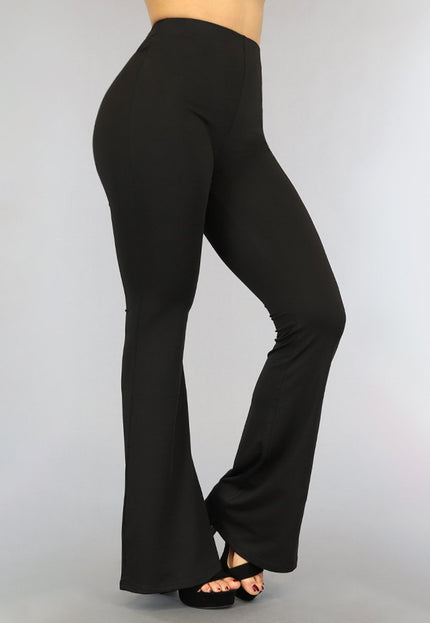 Tall Zwarte Elastische Flared Broek met Wijde Pijpen