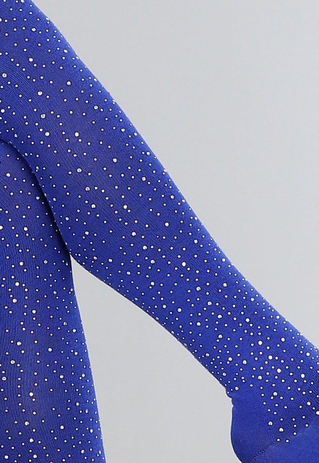 TERUG Blauwe Strass Sokken met Witte Strepen