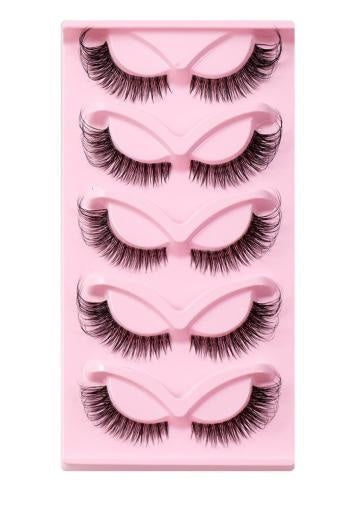 OP=OP.10.NL Cat Eye met Wispie Look Plak Wimpers Set van 5