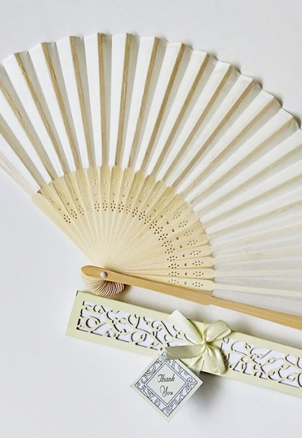 TERUG Crème Zijden Bamboe Waaier
