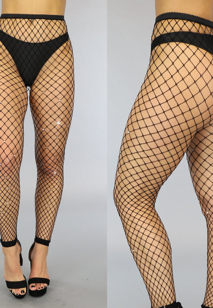 TERUG Fishnet panty met Strass Steentjes