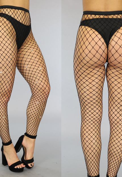 TERUG Fishnet panty met Strass Steentjes