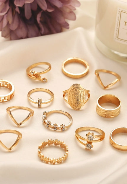 TERUG Gouden Dertiendelige Ringen Set
