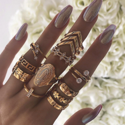 TERUG Gouden Dertiendelige Ringen Set