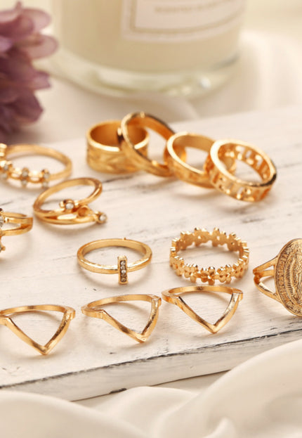 TERUG Gouden Dertiendelige Ringen Set