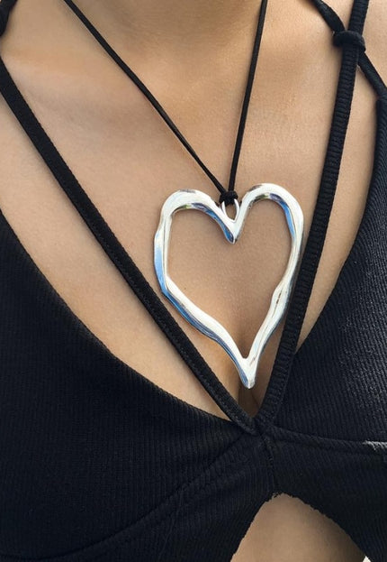 TERUG Groot Hart Ketting Zilver