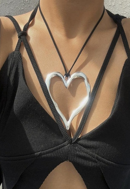 TERUG Groot Hart Ketting Zilver