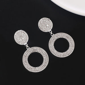 TERUG Grote Glam Cirkel Oorbellen Zilver